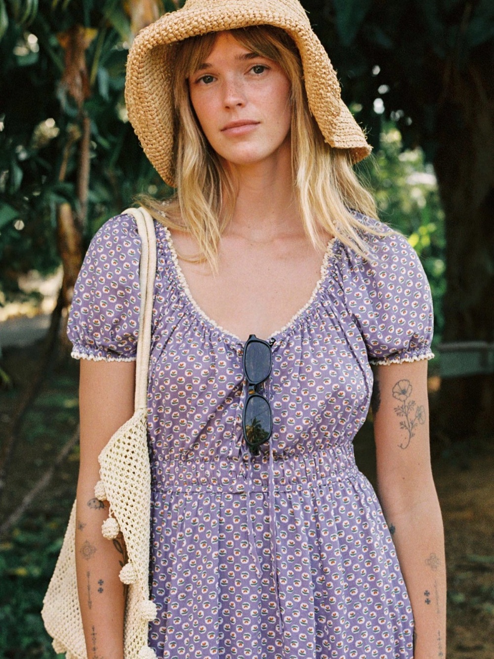 Christy Dawn Scout in Mariposa Lily Lavender Floral Print Dress EUC Medium